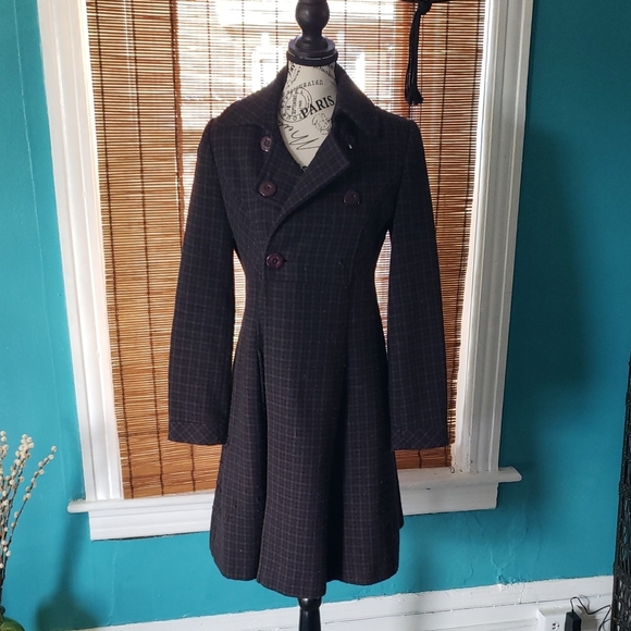 Via Spiga Jackets & Blazers - Via/Moda IntWool Plaid Double-Breasted Coat